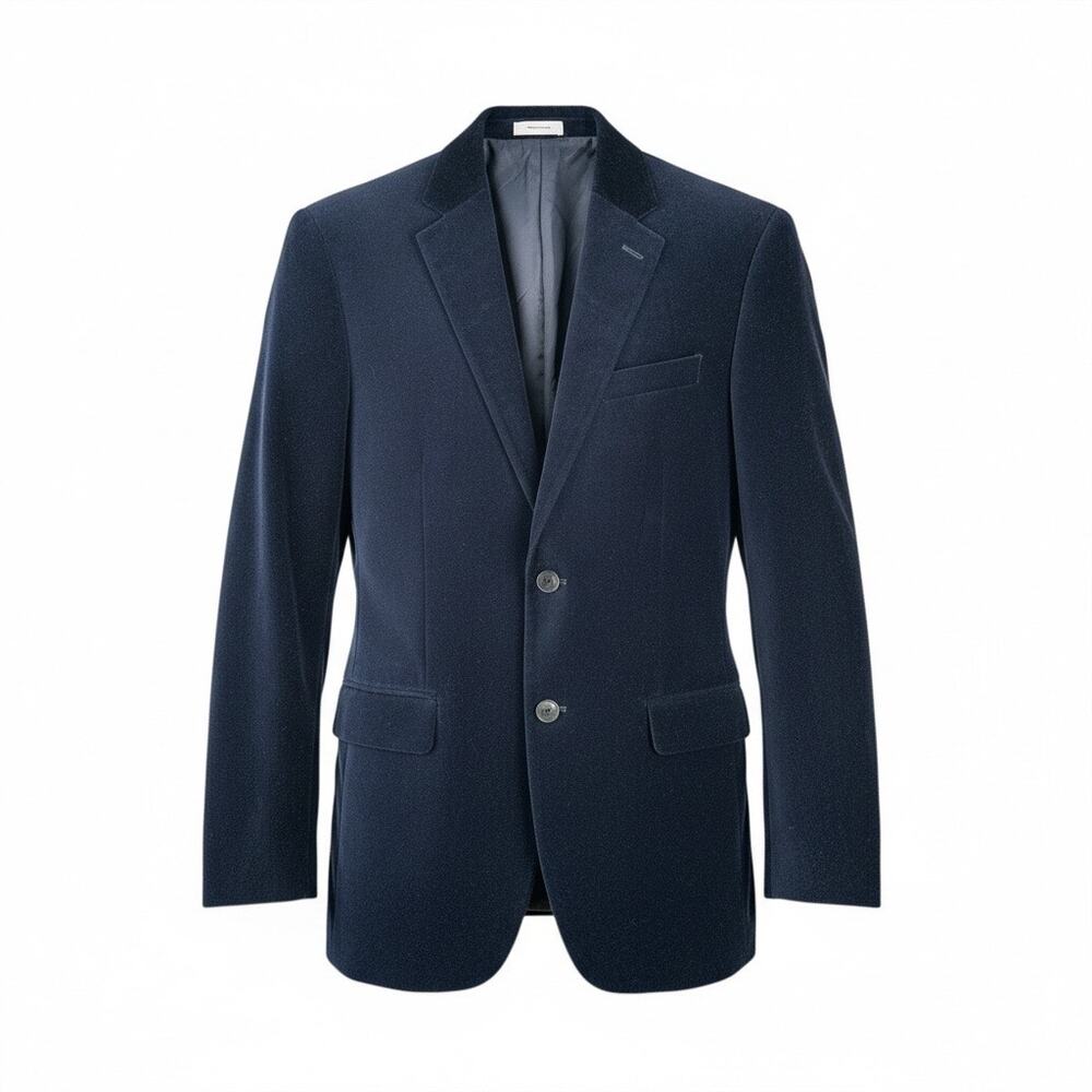 J. Ferrar Navy Blue Velvet Slim Fit Sport Coat Jacket 38R Cotton Formal Business